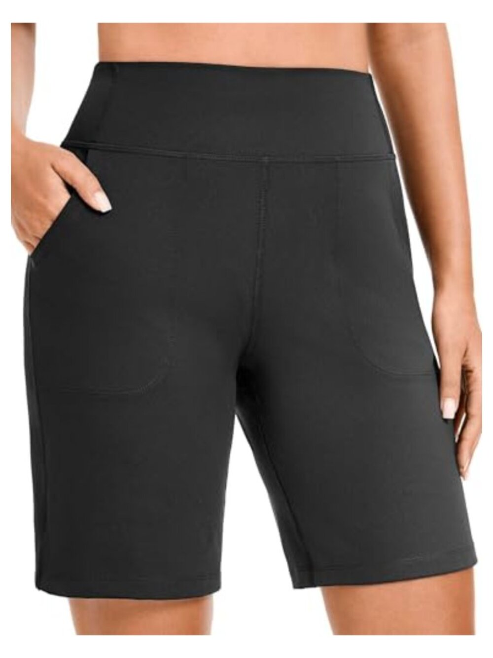 Women's 9" Bermuda Shorts High Rise Pull On with Pockets Stretch
